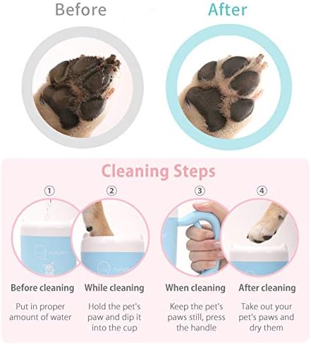 Creation Core Portable Dog Paw Washer Cup Pet Paw Cleaner for Dogs Cats Grooming with Muddy Paws Comfortable Silicone Dog Feet Cleaner Automatic, Blue