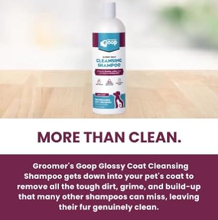 Groomer’s Goop Glossy Coat Cleansing Pet Shampoo - Deep Cleansing Formula Enhances Shine & Luster in Dog & Cat Coats, Moisturizes Skin, Rich Lather - 16 oz Bottle