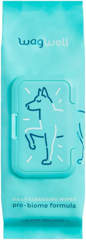 WagWell Daily Cleansing Dog Wipes, 50 Count | Vet-Approved, Helps Reduce Odor, Fragrance-Free, Microbiome-Friendly Dog Grooming Wipes | Gentle Head-to-Tail Cleaning for Paws, Coat & Skin (Avoid Eyes)