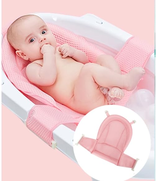 Baby Bath Seat Support Net Infant Bathtub Mesh Cushion Newborn Baby Shower Lie Seat Toddler Bathing Breathable Mat Shower Pad for 0-18 Months