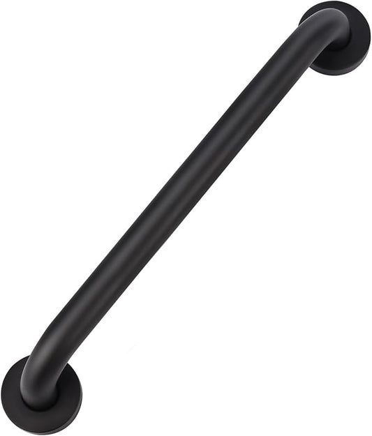 supregear Grab Bars for Wall, Bathroom Shower Handle for Seniors, 1 Inch Diameter 201 Stainless Steel Safety Hand Rail, Wall Mounted Toilet Bathtub Support, Black Finish, 16 Inch