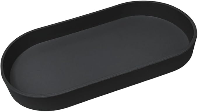 Black Small Tray (11.8 inch), Oval Tray, Countertop Organizer | for Kitchen Counter, Bathtub Bathroom Vanity Items, Coffee Accessory, Bar, Serving Seasoning, Salt and Pepper, Soap, Perfume.
