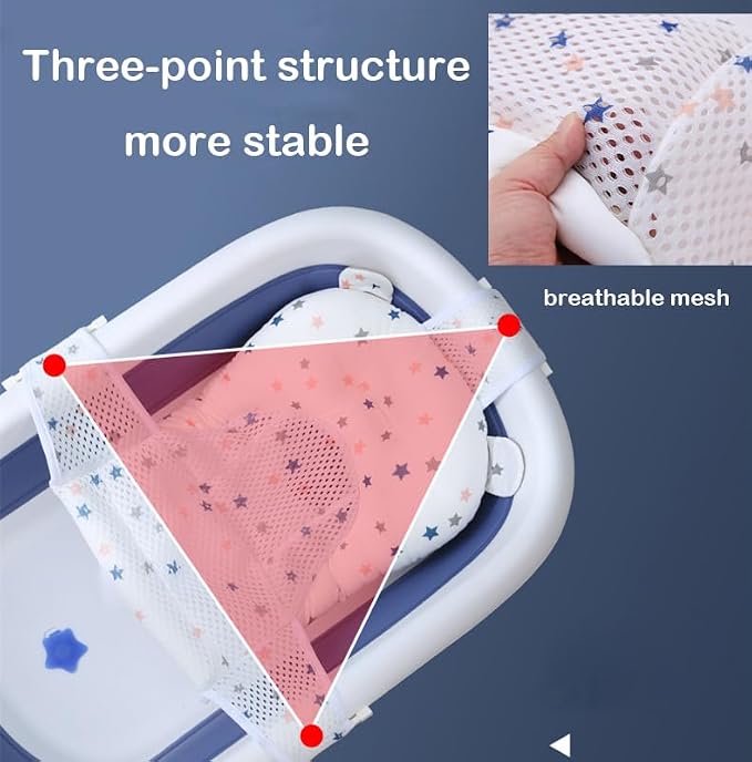Baby Flotation Bath Cushion Infant Bath Seat Support Net Newborn Bathtub Mesh Pad with Pillow Baby Shower Lie Seat Toddler Bathing Shower Breathable Mat for 0-24 Months