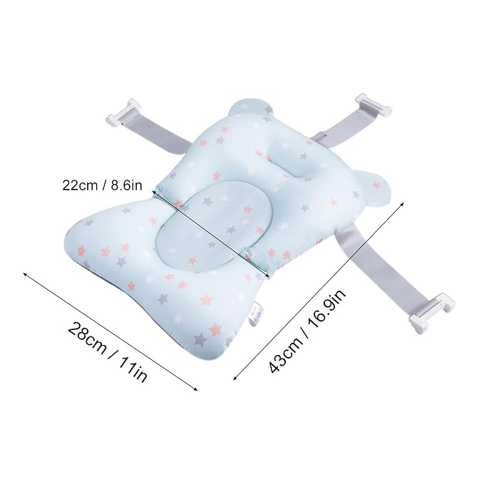 Baby Bath Pad | Foldable Travel Baby Baths Tub, Babies Tub with Soft Baths Mat, Babies Bath Seat Support Net, Non-Slip, 3 Safety Belts, for Home Travelling