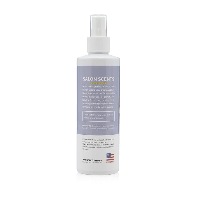 Bark2Basics Salon Scents Pet Grooming Cologne Spray - 8 oz, Natural Professional Perfume for Dogs and Cats, Long Lasting, Deodorizing, Made in The USA (Lavender Chamomile)
