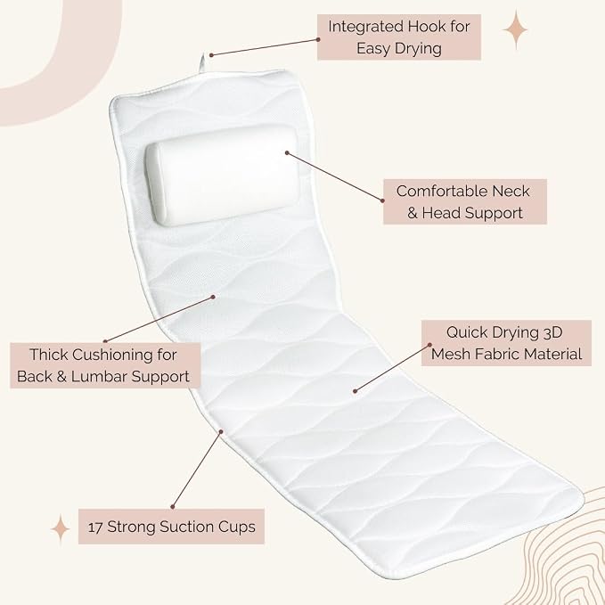 Our Full Body Bath Pillow - Ideal Bathtub Accessory for Relaxing Bath Gifts for Women