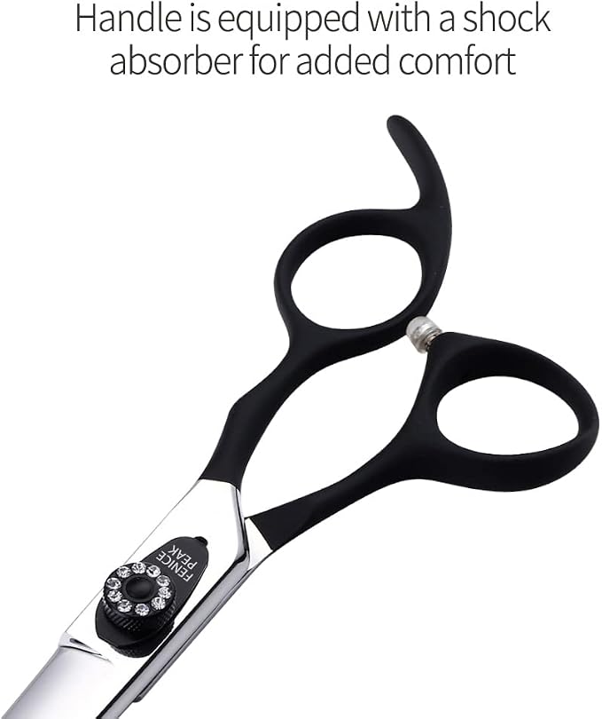 7.5'' Dog Straight Scissors For Grooming Pet Hair Cutting Shears 440C Stainless Steel Black Non-Slip Handle Sharp Blades Professional Pet Trimming Scissors for Cats