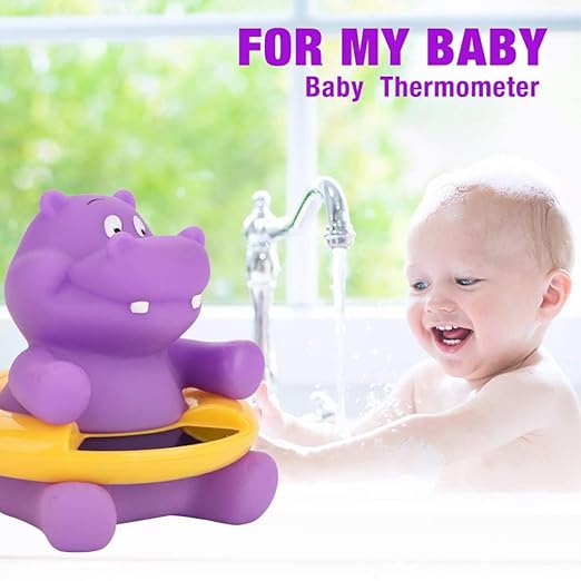 Baby Bath Thermometer Cute Hippo Bathtub Digital Thermometer Floating Toy Purple