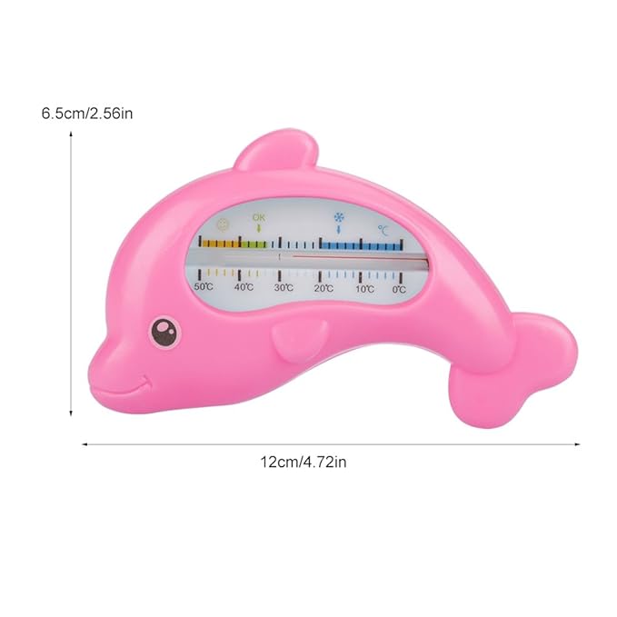 Cute Dolphin Shape Baby Bath Thermometer Children Room Temperature Meter for Bathtub or Indoor Temperature Measurement (Rose red Dolphin)