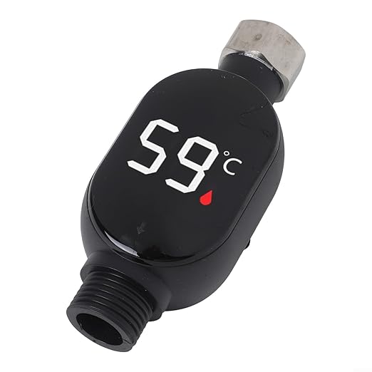Shower Thermometer - Digital Celsius Display, Color-Coded Temperature Indicator, 304 Stainless Steel & PC Material, 0-99°C Range - Baby Bath, Bathroom Household Bathing Use(B)