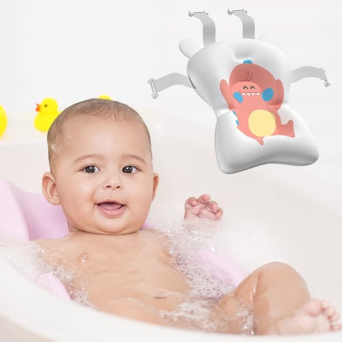Surakey Baby Bath Cushion Non-Slip Bath Pad Bath Seat for Toddler Infant Newborn Bathtub Mesh Cushion Bath Mats Newborn Floating Tub Pillow Cushion Safety Seat Pad (Pink)