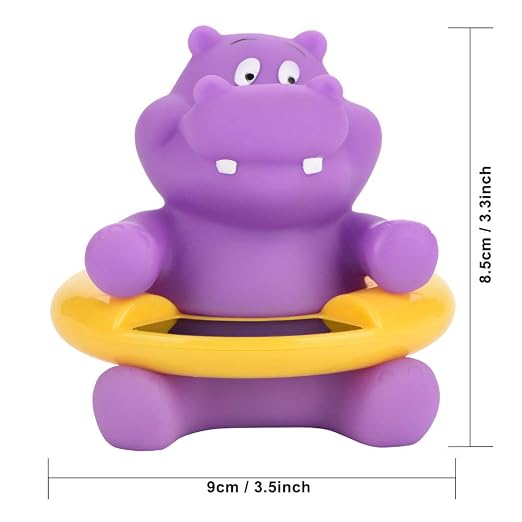Baby Bath Thermometer, Floating LED Display Infant Thermometer, Safety Water Temperature Monitor with Auto Sensor for Newborn Toddler Bath Time (Purple Hippopotamus)
