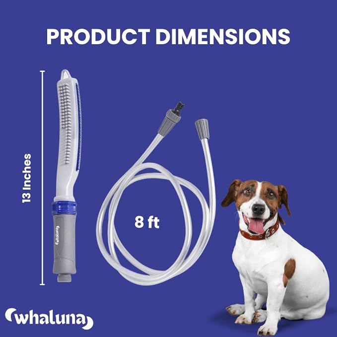 Dog Shower Sprayer with 8ft Hose – High Pressure Dog Shower Attachment for Bathing & Grooming – Pet Shower Hose Sprayer with Indoor/Outdoor Adapters