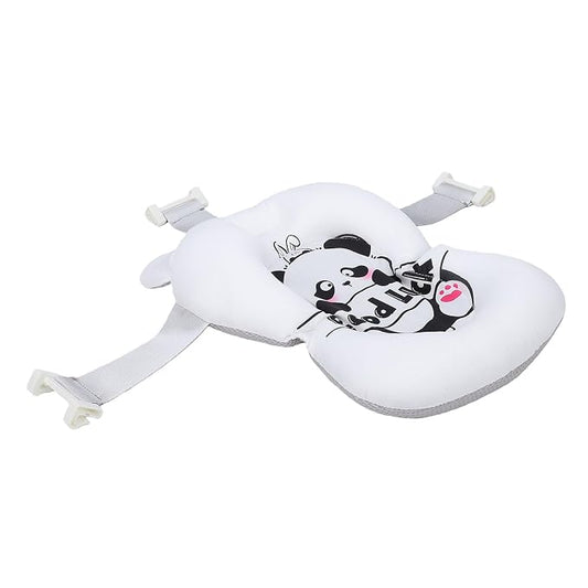 Fafeicy Baby Bath Cushion Pad Cotton Infant Bathing Seat Support Mat with 3 Buckles Wedge Design 28 X 6 X 38cm for Newborn Toddler Bathtub Bath Time (Panda Pattern)