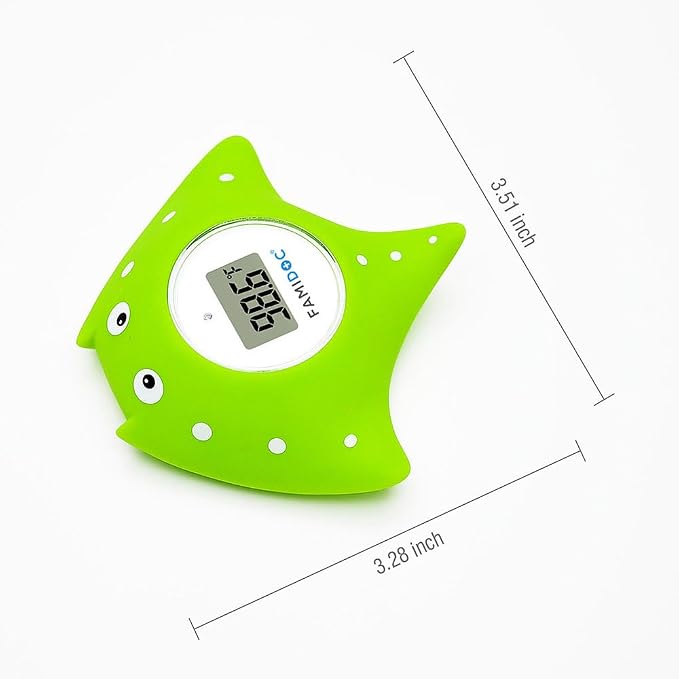Baby Bath Thermometer with Room Thermometer - Famidoc FDTH-V0-22 New Upgraded Sensor Technology for Baby Health Bath Tub Water Temperature Floating Toy (Green)