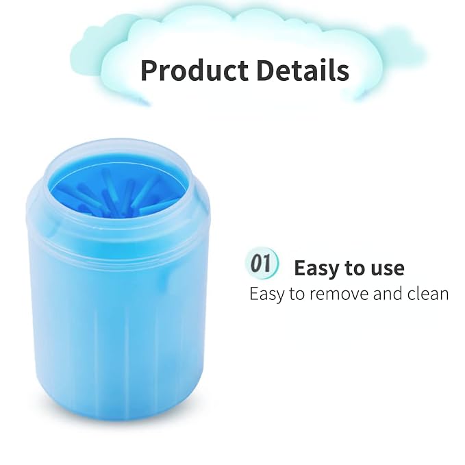 Dog Paw Cleaner for Large/Petite Paw Washer Easy to Use & Clean Portable Dog Paw Cleaner Cup Foot Washer with Silicone Washers (L, Blue)
