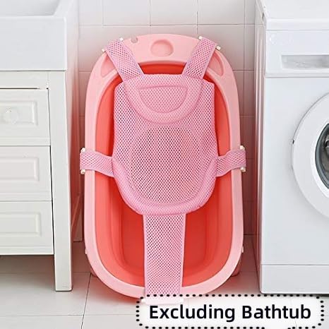 Baby Bath Seat Mat Infant Bathing Support Mat with Five Safety Support Corner Adjustable Antiskid Bath Net Cushion Baby Shower Net Pad Comfortable Baby Bathtub Sling