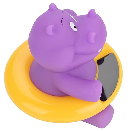 Baby Bath Thermometer, Floating LED Display Infant Thermometer, Safety Water Temperature Monitor with Auto Sensor for Newborn Toddler Bath Time (Purple Hippopotamus)
