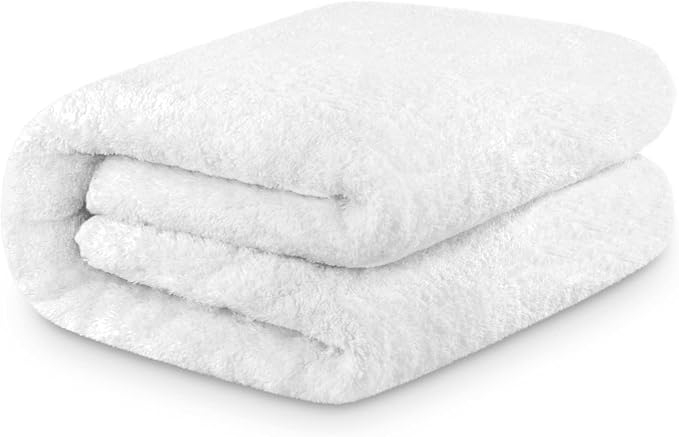 DecorRack Premium Jumbo Bath Sheet, 40 x 80 Inches, 100% Combed Ringspun Cotton, Super Plush, Ultra Absorbent and Quick Dry, Extra Large, Super Soft Hotel Quality Oversized Bath Towel, White