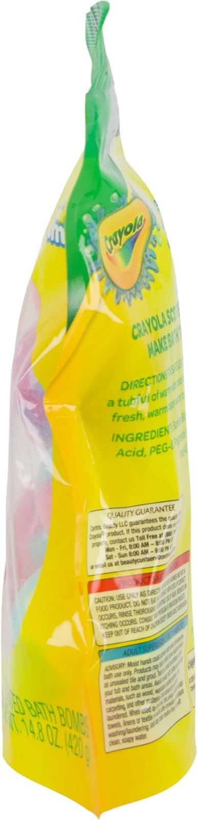 Crayola Scented Bath Bombs for Kids (7 Count), Non-Toxic, Stain Free, Multi-Colored Fizzy Bath Bombs with Grape, Lemon, Cotton Candy & Bubblegum Scents