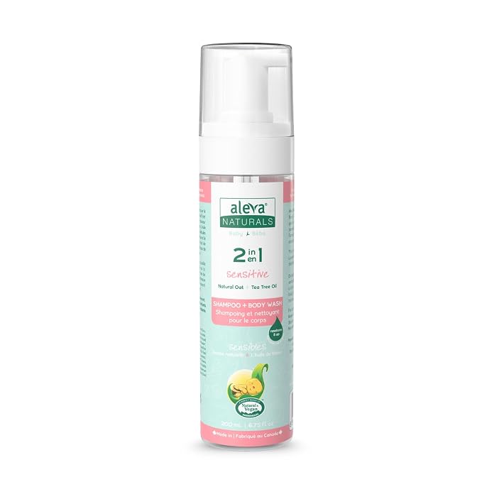 Aleva Naturals Hypoallergenic 2 in 1 Hair and Body Wash | Tea Tree Oil Formula | For Sensitive Skin | Perfect for Newborn Babies and Toddlers - 200ml