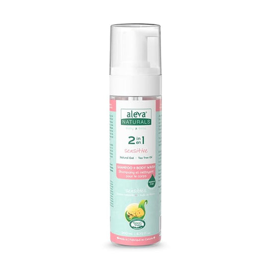 Aleva Naturals Hypoallergenic 2 in 1 Hair and Body Wash | Tea Tree Oil Formula | For Sensitive Skin | Perfect for Newborn Babies and Toddlers - 200ml