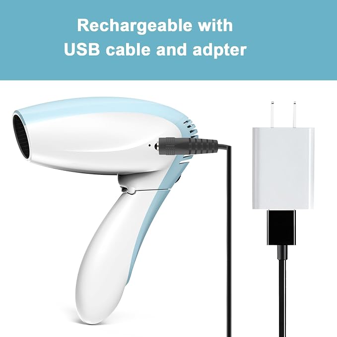 Cordless Hair Dryer - Cool Wind Battery Operated Hair Dryer - Rechargeable Portable Hairdryer for Summer, Indoor, Outdoor, Camping, Tourism (No Hot or Warm Air)