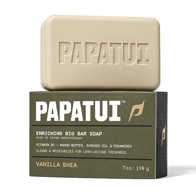PAPATUI by Dwayne Johnson Enriching Bar Soap for Men | Hydrating Daily cleanser | Moisturizes with Mango Butter and Avocado Oil | Vanilla Shea | 7oz
