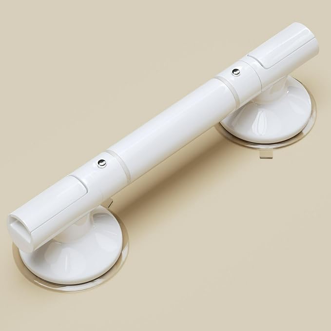Suction Cup Grab Bar for Shower, 13.78 Inch Removable Safety Handle | No Drill Bathroom Handrail with Glow Strip, 220lbs Load Bearing,Anti-Slip Grip for Tub, Tile and Glass Walls
