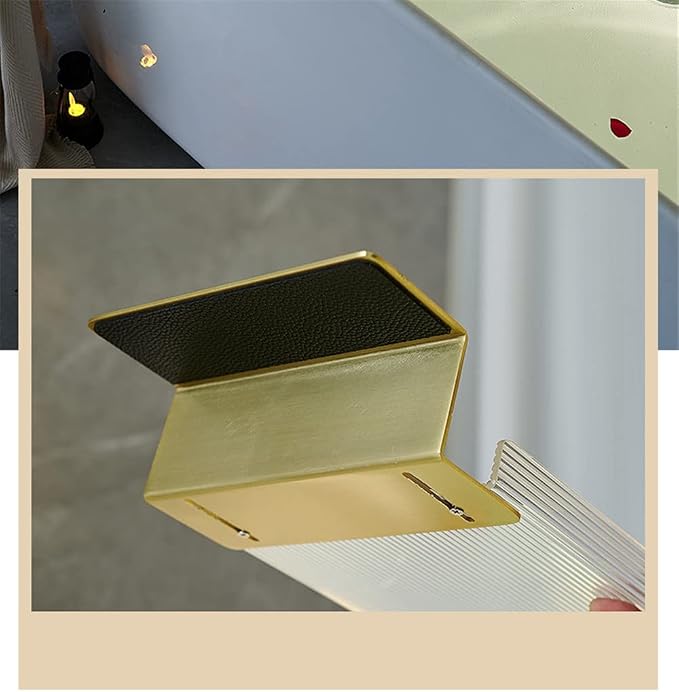 WANLIAN Acrylic Brass Bathtub Caddy Tray, Adjustable Length Bath Caddy Tray Shelf for Shower Storage Organizer
