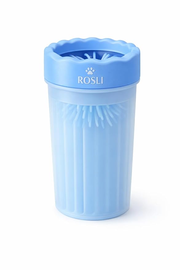 ROSLI Dog Paw Clianer Cup - Portable Pet Paw Washer for Dogs - Deep Cleaning Mud & Dirt - Silicone Brush - Easy to Use & Wash (Blue, Large) (Blue, Large)