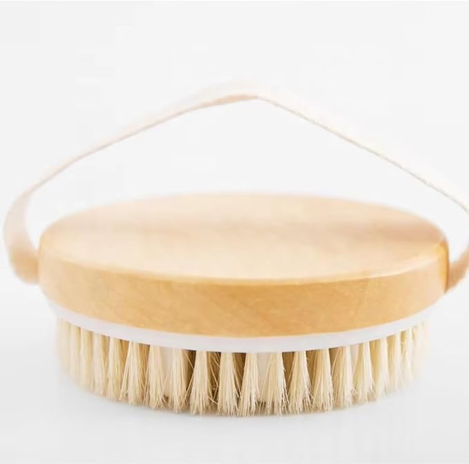 Dry Body Brush – Eco-Friendly Natural Bristles for Gentle Exfoliation, Skin Renewal, Improved Circulation & Lymphatic Support – Perfect Detox & Spa Self-Care Accessory (Tan)