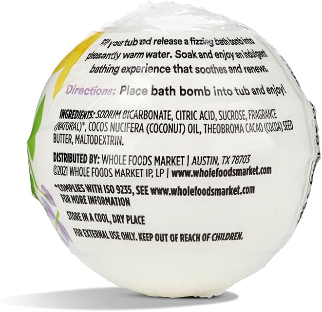 365 by Whole Foods Market, Fizzing Bath Bomb, Lavender Vanilla, 2.8 oz (Pack of 6)