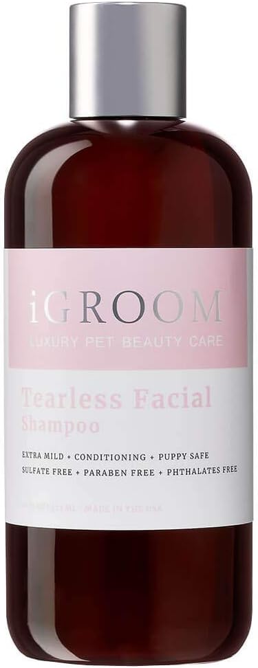 iGroom Tearless Facial Dog Shampoo, Luxury Pet Beauty Care, Ultra Mild to Eyes, Restore Skins Natural Moisture, Made in USA, 16 oz