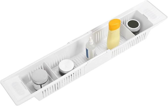 Bathtub Tray, Bath Toy Organizer Storage Basket, Expandable Bathtub for Shampoo Shower Gel in The Bathroom