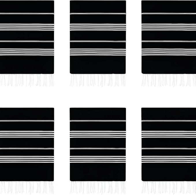 HAVLULAND Turkish Beach Towel Set of 6 Oversized 72x40 100% Turkish Cotton | Soft Hammam Peshtemal, Sand Free, Quick-Dry, Absorbent Bath Towel | Lightweight & Compact for Travel, Pool, Gym, Spa