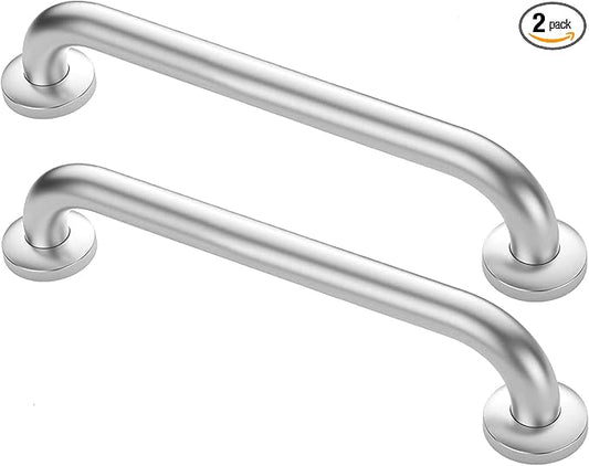 Shower Grab Bars Brushed Nickel 18" x 1 1/4", Stainless Steel Bathroom Handicap Grab Bars for Bathtubs and Showers, Concealed Screw Shower Handle Safety Bars for Elderly, Pregnant, Children