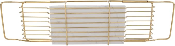Expandable Bathtub Tray Caddy for Bath Relaxing, Bath Table Tub Tray, Adjusts from 26.77-35.43 in, Ideal for Housewarming, Multifunctional Bathtub Bathroom Organizer (Gold + White)