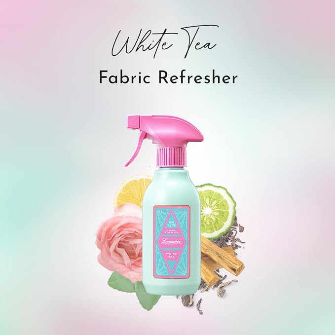 Laundrin Botanical Fabric Refresher Spray, Pet Odor Eliminator for Home, Room Essentials Fabric Spray for Mattress, Curtain, Sofa, Carpet, Furniture, & Bedding - 300ml, White Tea