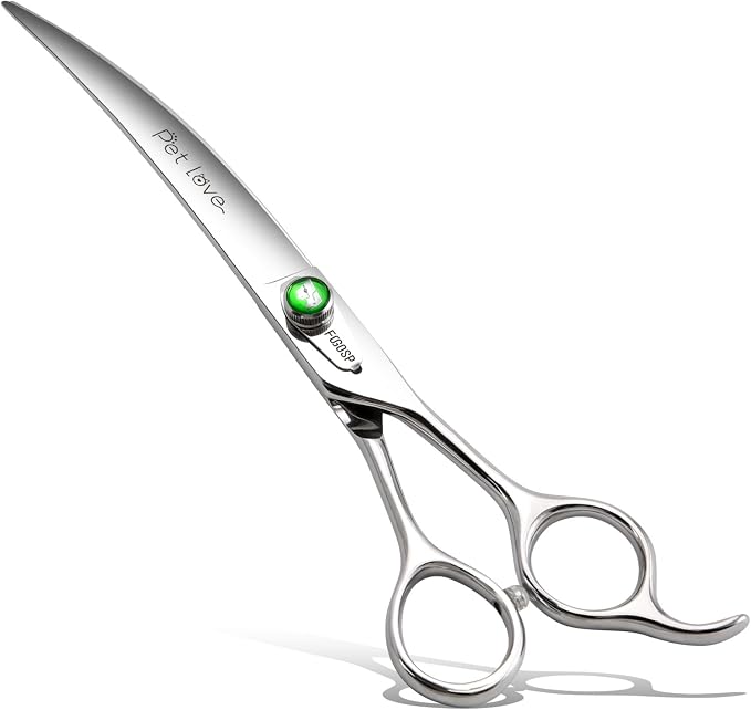 Professional Curved Dog Grooming Scissors 8'' Downward Master Curved Grooming Shears for Dogs Pet Cat Poodle 30 Degree Japanese 440C Stainless Steel