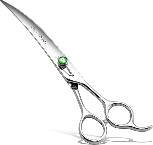 Professional Curved Dog Grooming Scissors 8'' Downward Master Curved Grooming Shears for Dogs Pet Cat Poodle 30 Degree Japanese 440C Stainless Steel