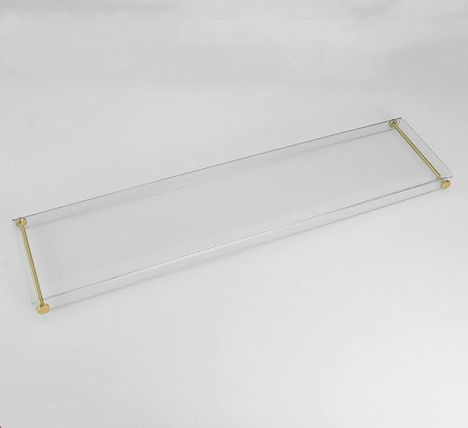 Beelee Clear Acrylic Bathtub Tray, Gold Rail Waterproof Tub Caddy Accessory | Sturdy Transparent Panel, Holds Reading Materials, Cell Phones and Wine Glasses, Ideal Spa Decor and Premium Gift for Women
