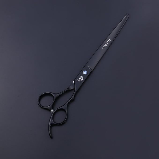 Purple Dragon 8.0 inch Professional Dog Grooming Hair Cutting Scissor &Curved Scissor&Chunker Shear Kit with Bag - for Pet Groomer or Family DIY Pet Use