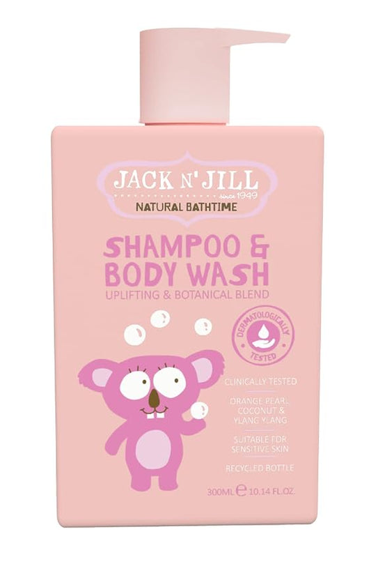 Jack N' Jill Natural Bathtime Kids & Baby Shampoo and Body Wash - Suitable for Sensitive Skin, Dermatologically Tested, Color and Soap Free, Cruelty Free, Vegan - 300 mL Bottle (Pack of 1)