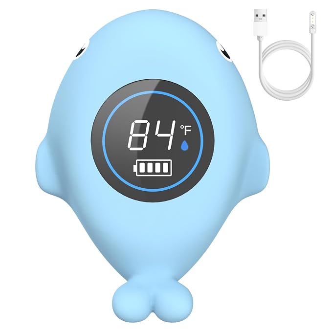 BabyElf Rechargeable Baby Bath Thermometer – Digital Water Thermometer with Safe Temperature Alert, Fast & Accurate Reading for Newborn Infant Toddler, Floating Bath Toy