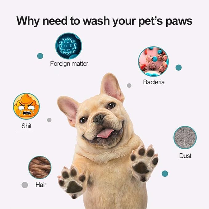 Dog Paw Cleaner, Portable Pet Paw Cleaner,Dog Foot Washer Massager, Comfortable Silicone Pet Cleaning Brush Cup with Towel for Dogs Cats Massage Grooming Dirty Claws (L, Gray)