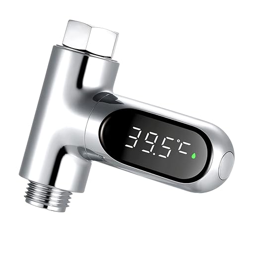 Shower Thermometer Display, LED Digital 0~100℃ Baby Bath Water Thermometer, Fahrenheit/Centigrade Display, 360° Rotating Screen, for Baby Kids Bathroom Kitchen