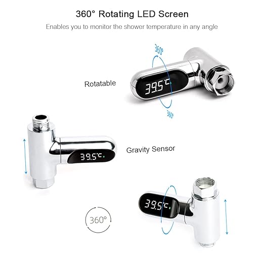 Shower Thermometer Display, LED Digital 0~100℃ Baby Bath Water Thermometer, Fahrenheit/Centigrade Display, 360° Rotating Screen, for Baby Kids Bathroom Kitchen