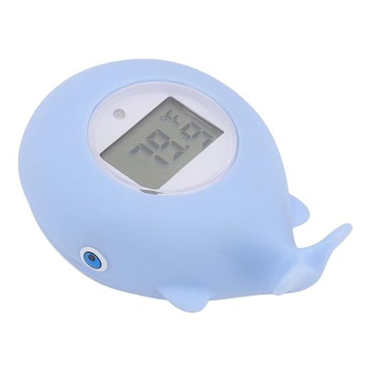 Whale Shaped Baby Bath Tub Water Thermometer with Silent Alarm | Accurate and Safe Infant Bath Floating Toy | LCD Display for Optimal Water Temperature | Perfect for Newborns and
