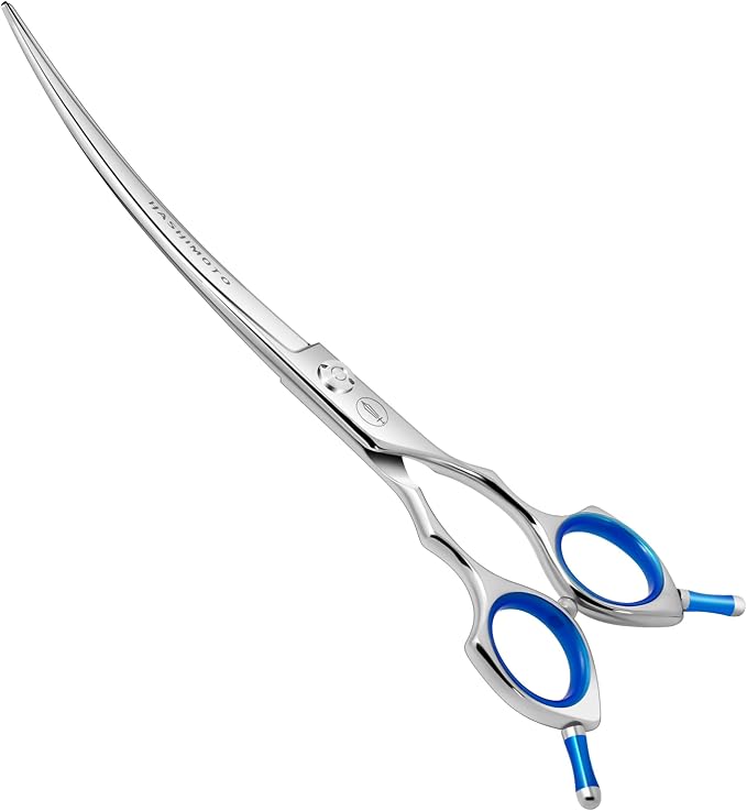 HASHIMOTO Curved Dog Grooming Scissors, 7.5 inch, Trimming Face and Paws | Sharp, Lightweight, 440C Stainless Steel, 30 Degree of Curved Blade